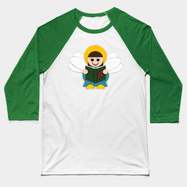 Christmas Felt Choir Angel Baseball T-Shirt by LMHDesigns